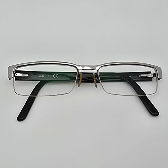 *SOLD* Ray-Ban RB6182 2509 Silver on Black Semi-Rimless Eyeglasses Frame w/ Case - Picture 11 of 15